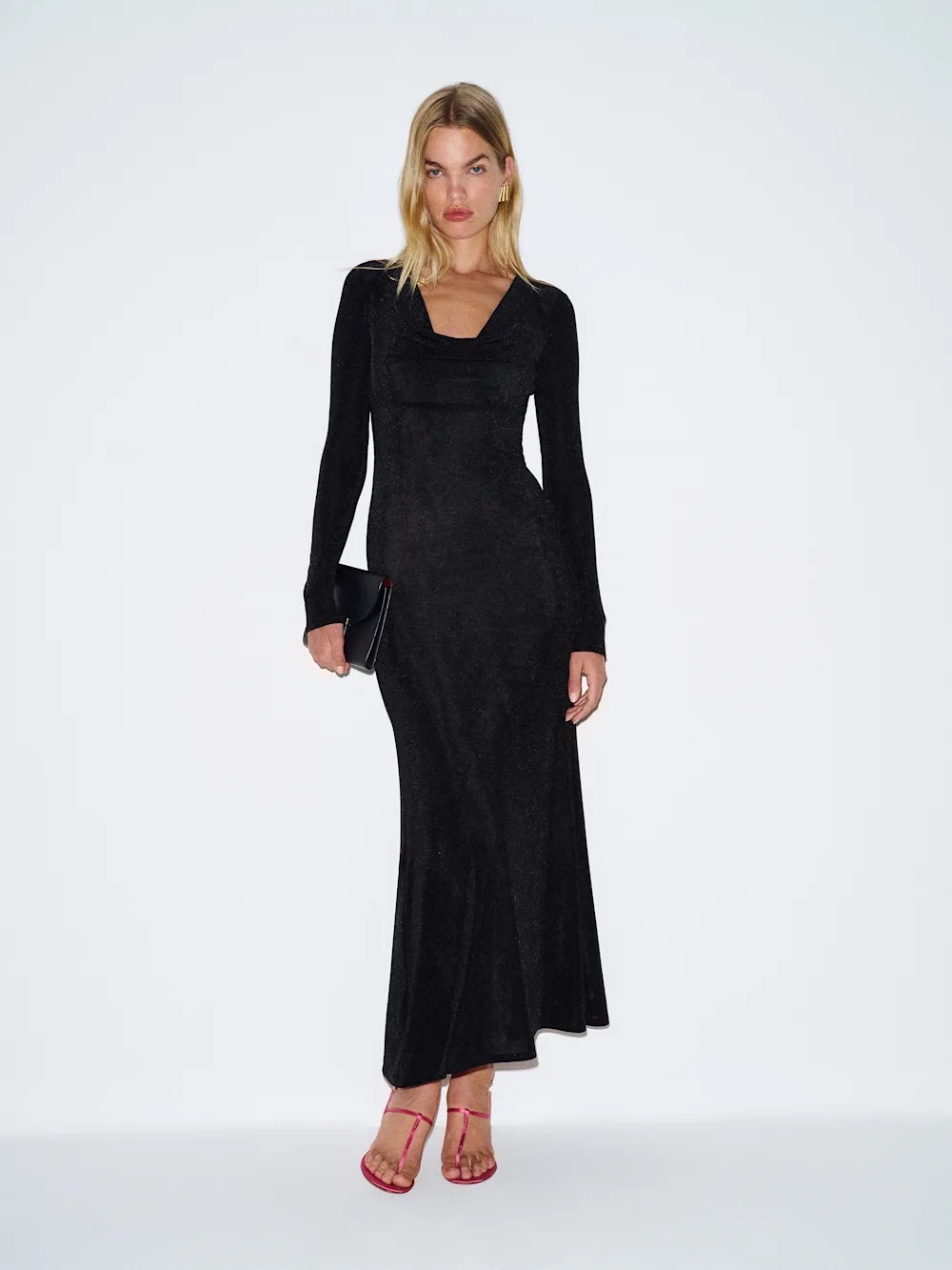Reformation Black Long-Sleeve Maxi Dress